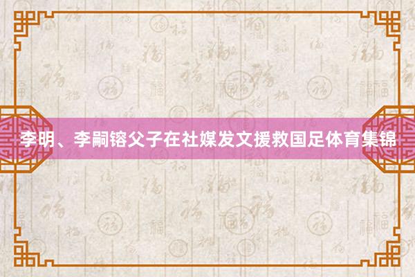 李明、李嗣镕父子在社媒发文援救国足体育集锦